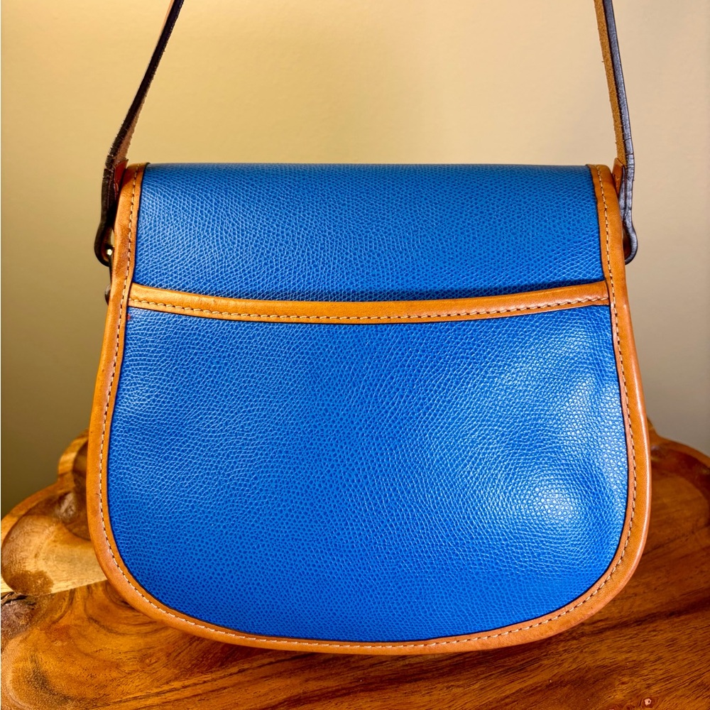 Dooney & Bourke Claremont Field Bag Blue Leather with Brown Trim EUC - Picture 10 of 17